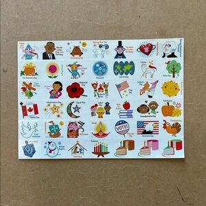 NWOT calendar sticker sheet for holidays and occasions